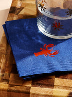 One & Only Paper - Lobster Red and Navy Paper Beverage Napkin - Set of 20