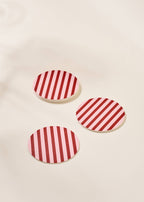 Pink and Maroon Striped Chipboard Coaster Set of 4