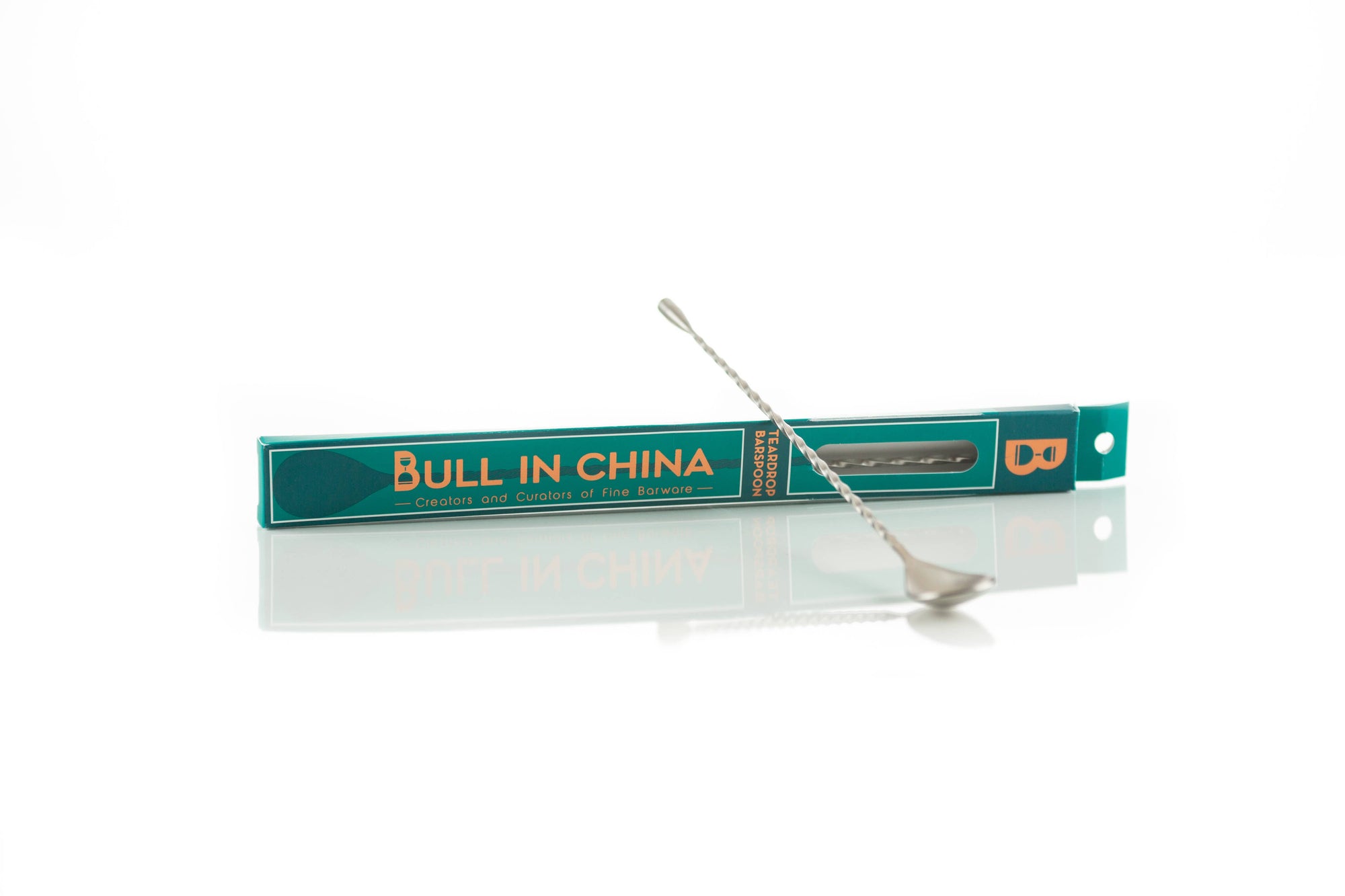 Bull in China - Teardrop Barspoons (30cm/12" Length): Silver
