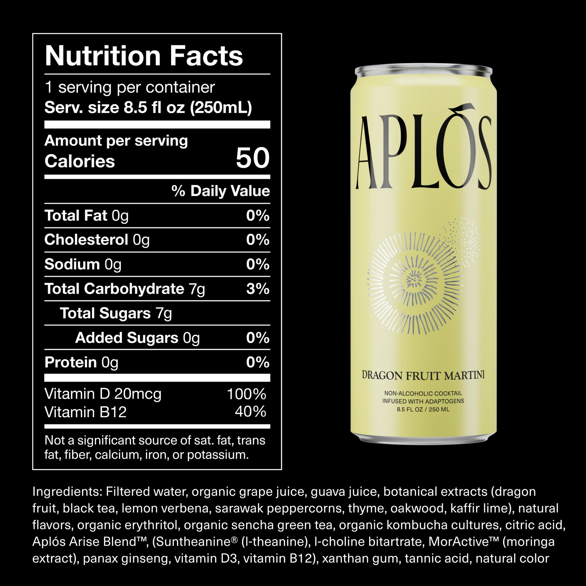 Aplós Variety Six Pack with Nootropics - 6 Pack of 8.5 fl oz Cans