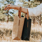 Out of the Woods® Connoisseur Wine Tote, Reusable Vegan Leather Bag - Sierra Color