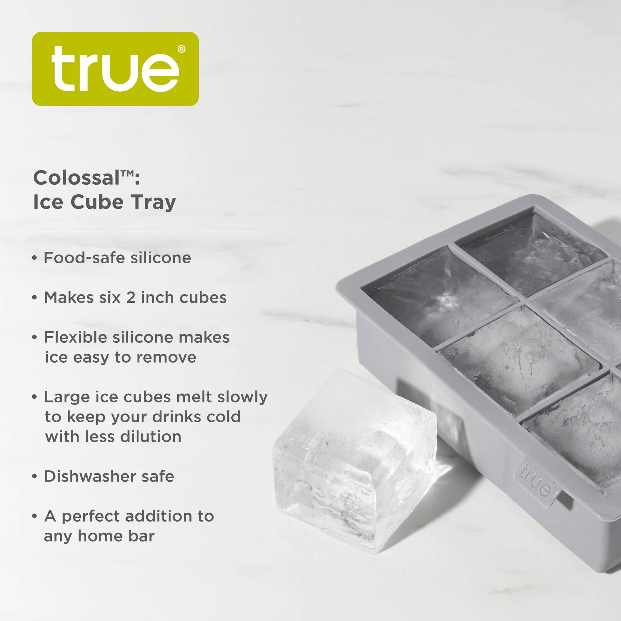 Colossal Silicone 2 inch Ice Cube Tray Gray or Red: Gray