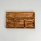 India Handicrafts Inc - Rustic Wood 4-Section Rectangle Tray