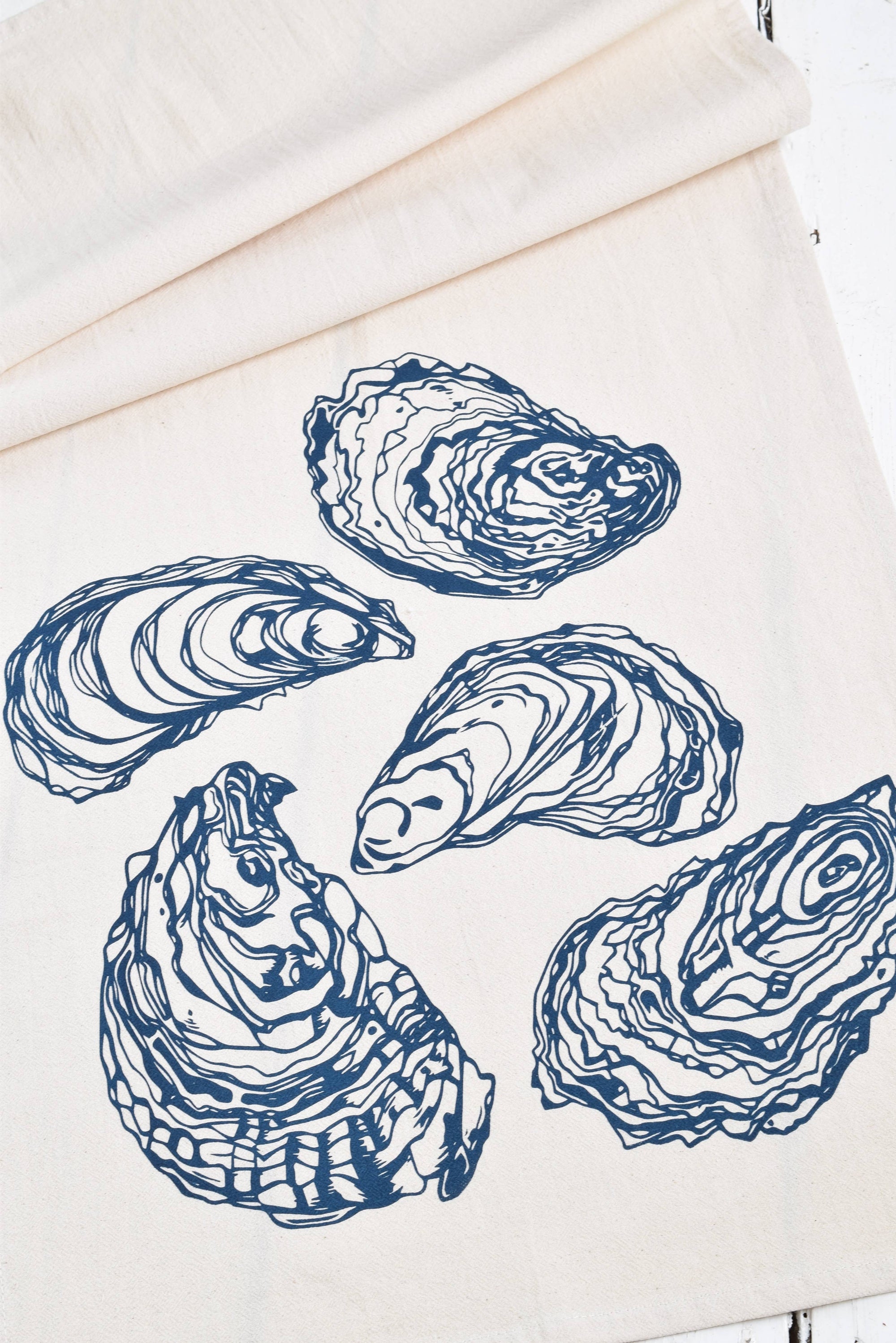 Oyster Bar Towel in Navy Blue - Organic Cotton