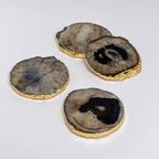 India Handicrafts Inc - Coasters Set of 4 Black Natural Quarts Agate