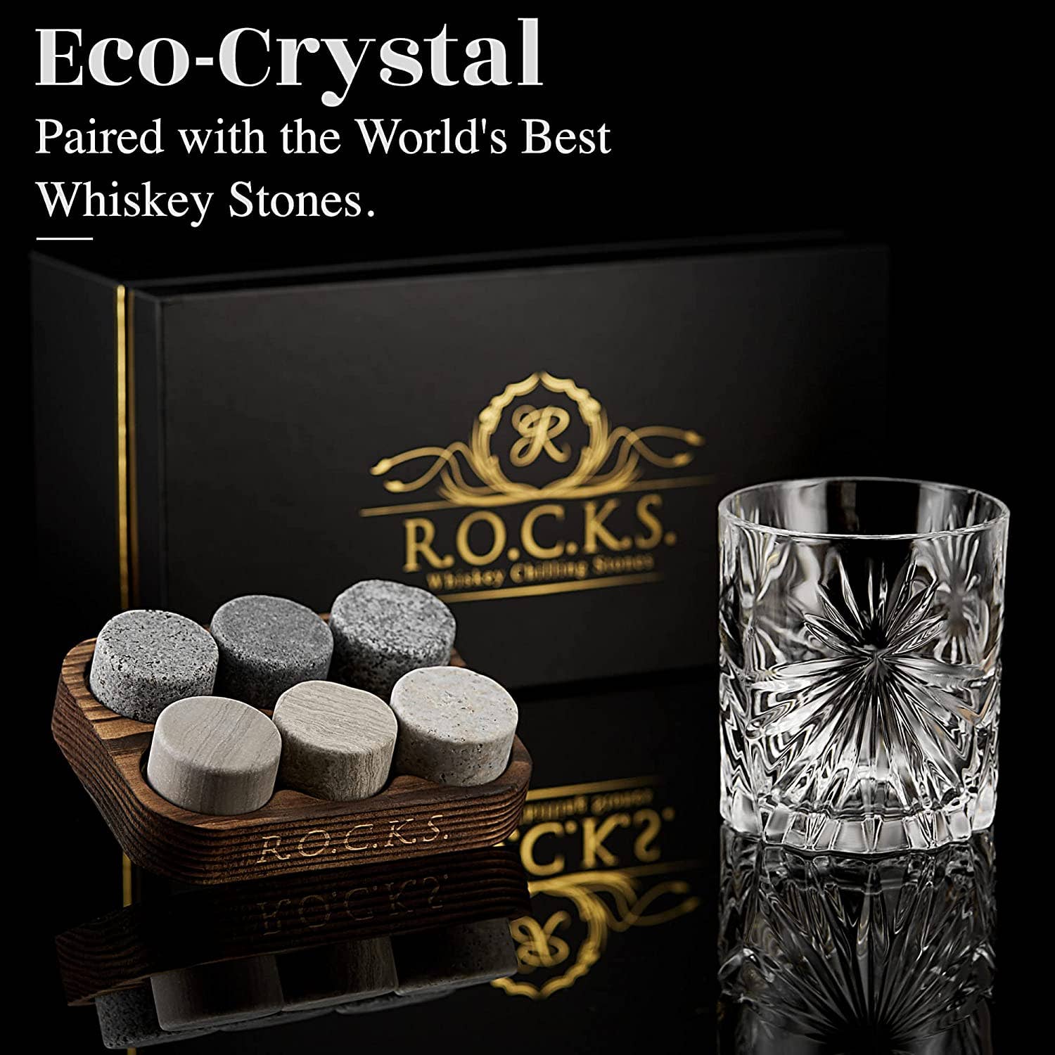 ROCKS Whiskey Chilling Stones - The Connoisseur's Set - Soleil Whiskey Glass Edition