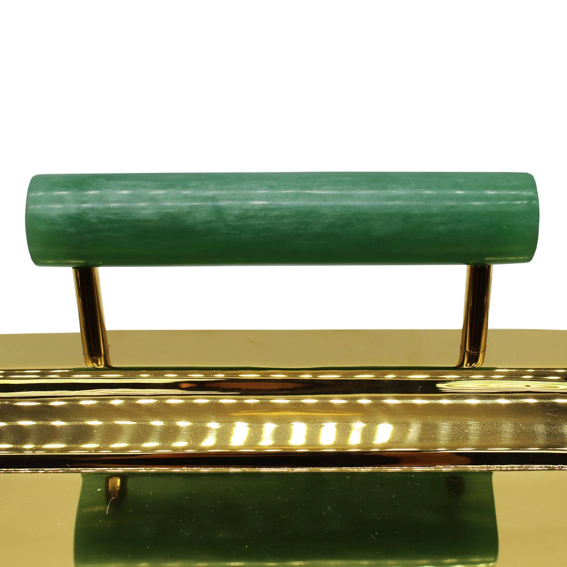 Gold Tray with Green Handles