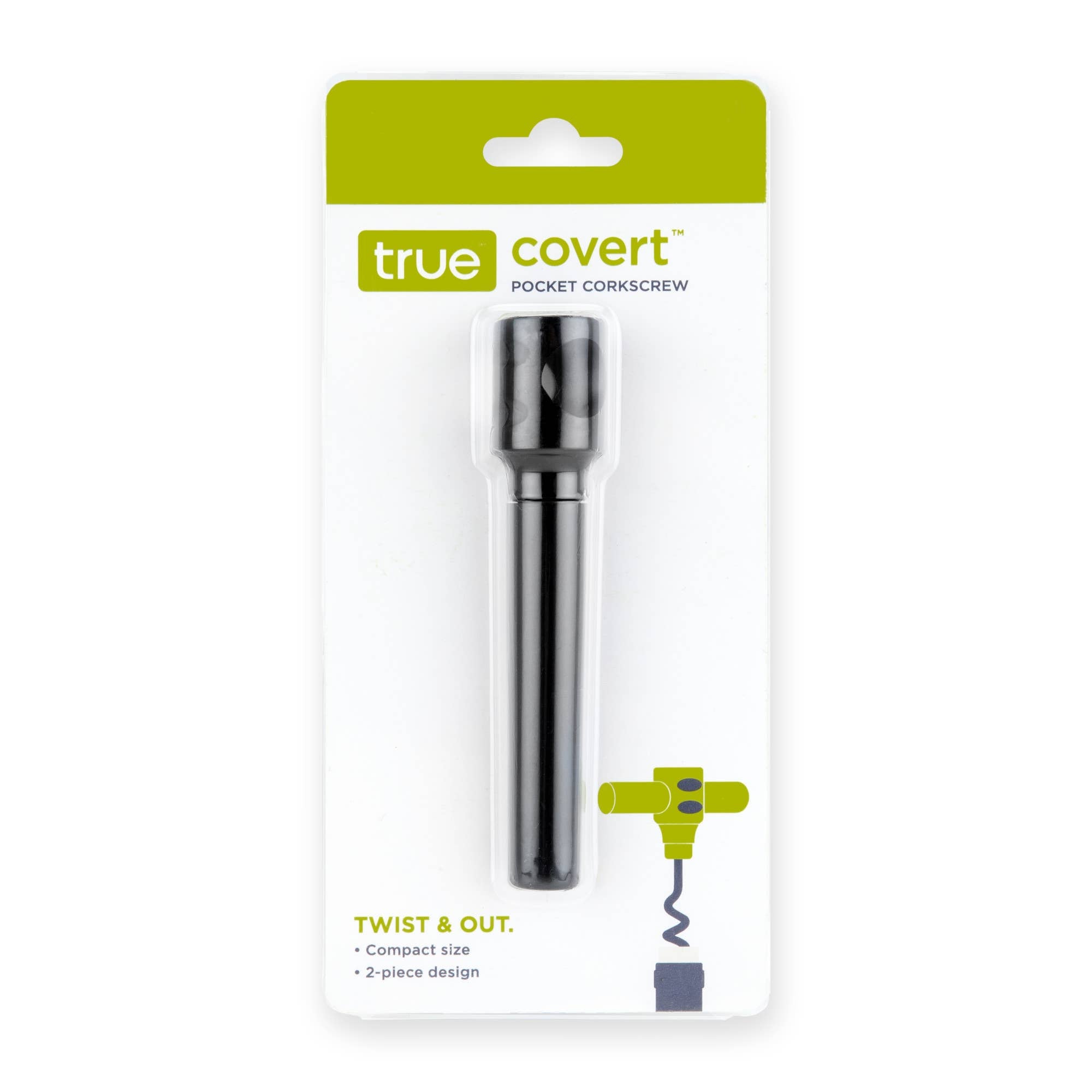 Covert Pocket Corkscrew with Sheath Black