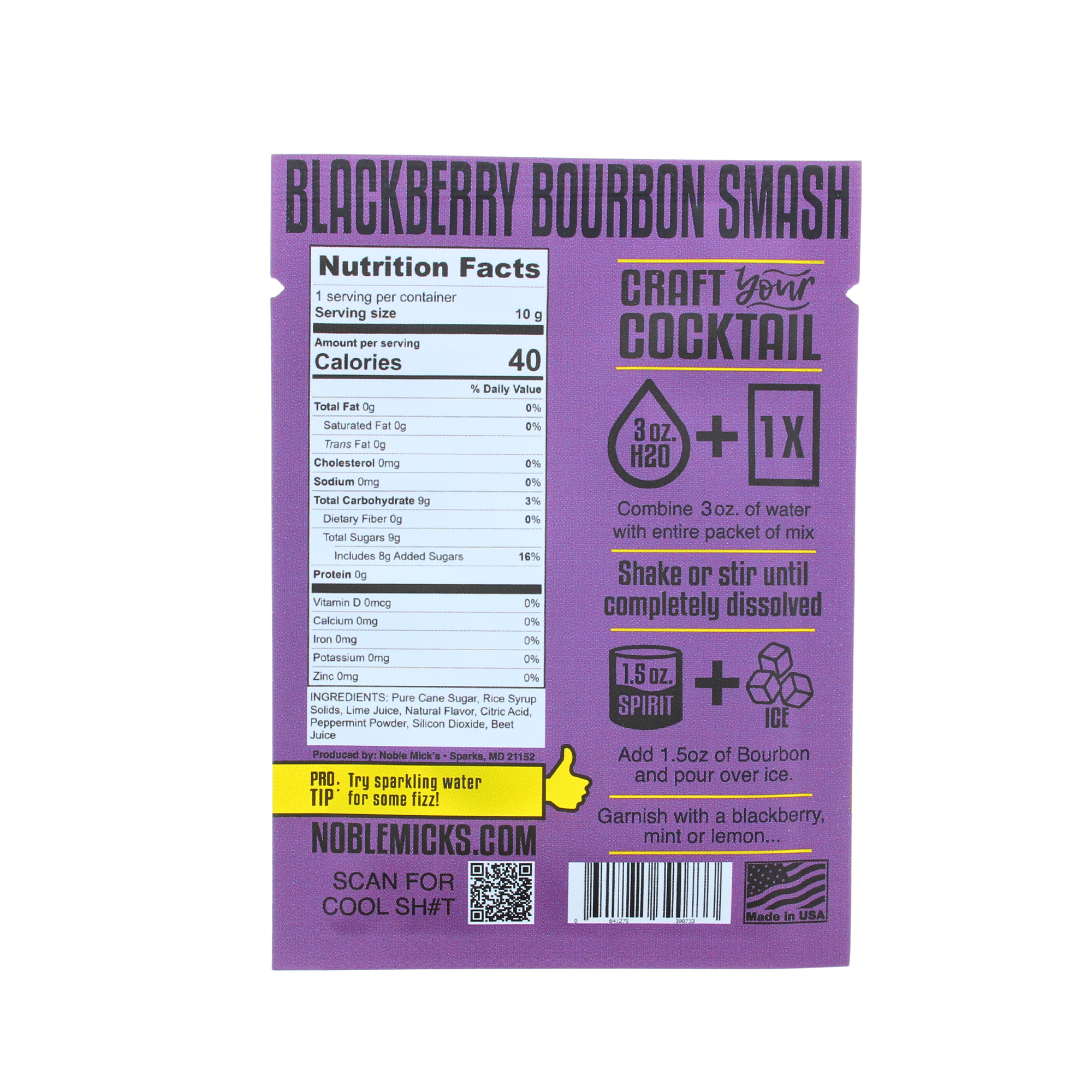 Noble Mick's - Blackberry Bourbon Smash Single Serve Craft Cocktail