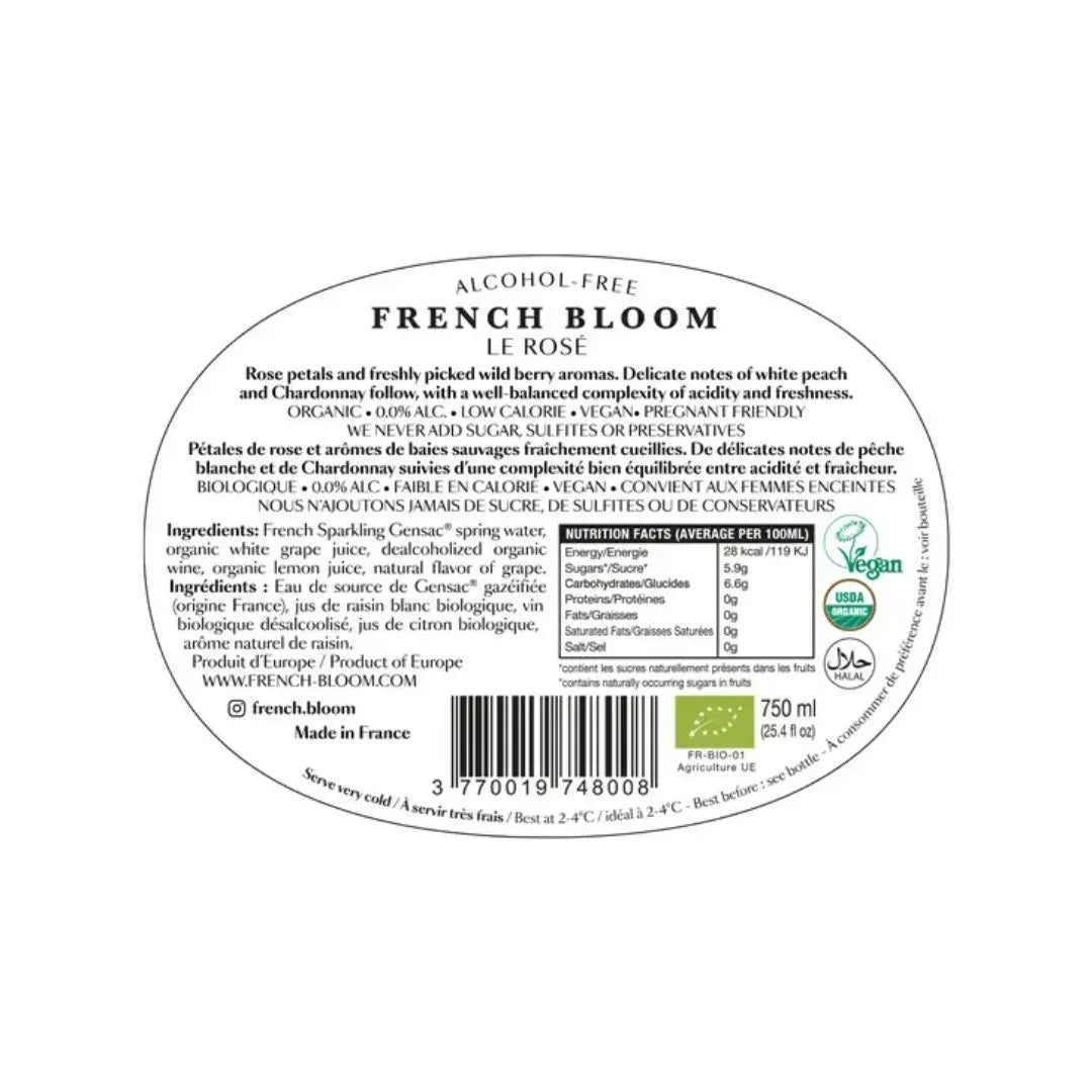 French Bloom - Le Rosé, Alcohol-Free Organic French Bubbly - 750mL