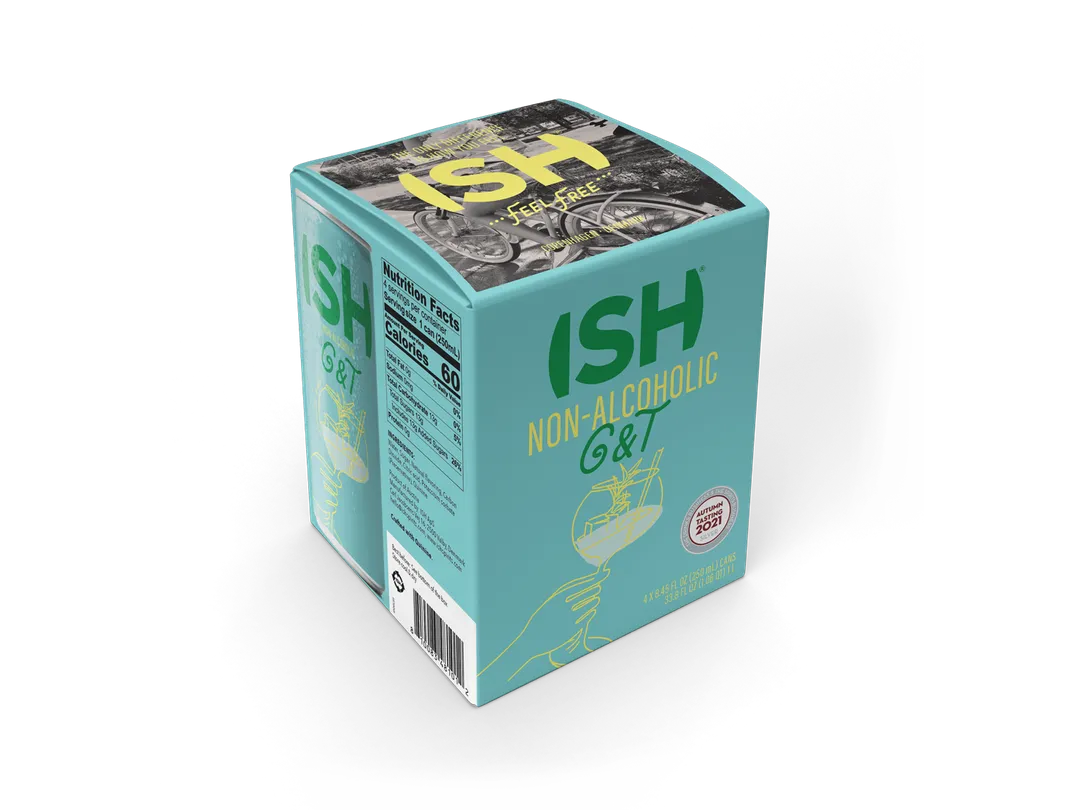 ISH Gin & Tonic Canned Cocktail - 4 pack of 8.4 fl oz. Cans
