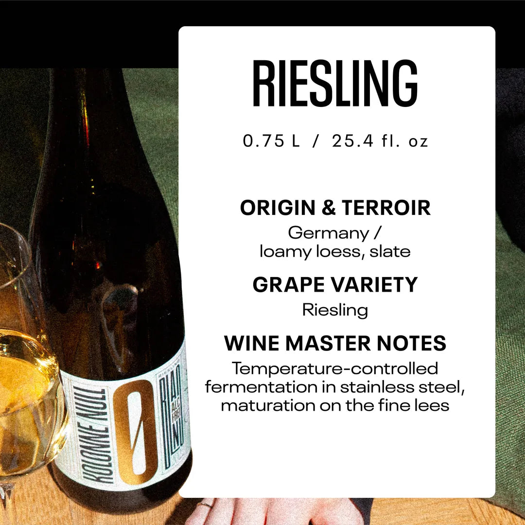 Kolonne Null Riesling, Non-Alcoholic White Wine - 750ML (<0.5% ABV, 750mL)